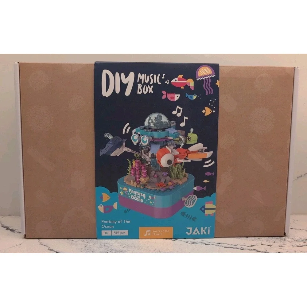 JAKI Do-It-Yourself DIY Fantasy Of The Ocean Brick Building Blocks Music Box NEW